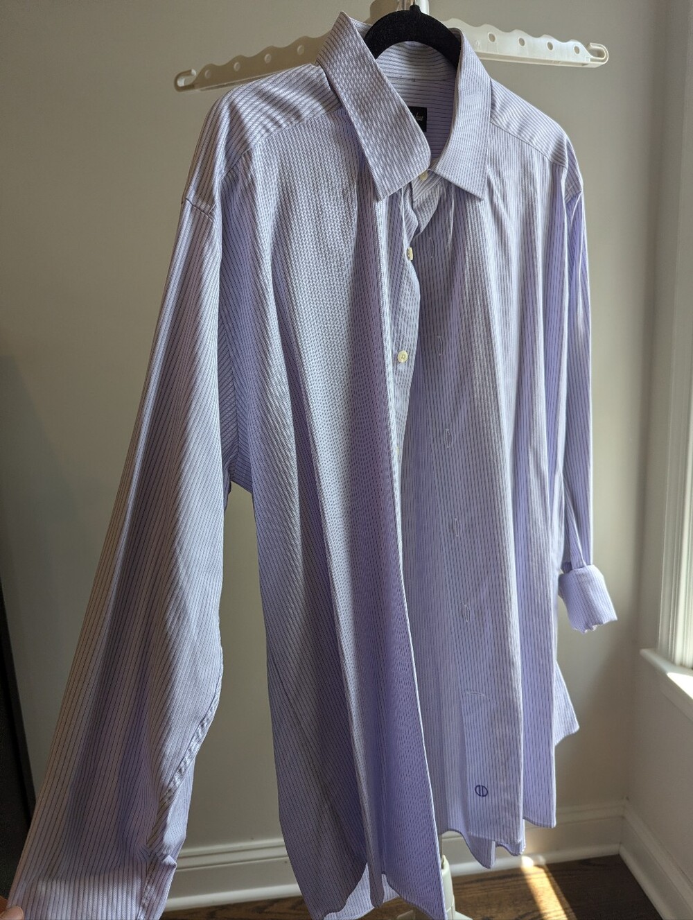 David Donahue Light Blue Pinstripe Dress Shirt